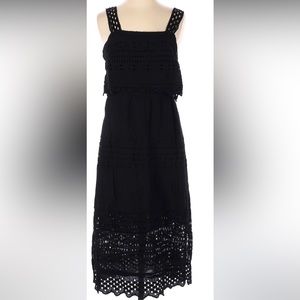 J. Crew Summer Dress - Tiered Black Eyelet MIDI 100% Cotton - size US 12
